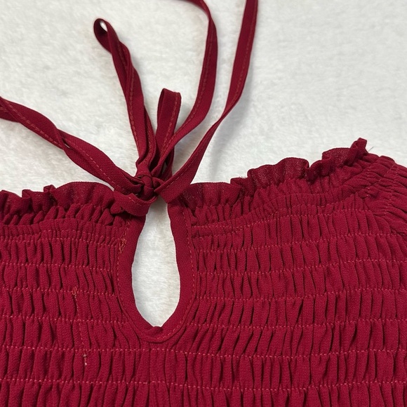 JessaKae Red Ruffled Midi Dress with Flutter Sleeves 100% Polyester - Picture 2 of 13